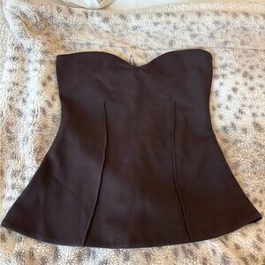 Zara Dark Brown Strapless Peplum Top